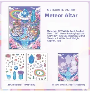 Detail of Meteorite Altar DIY stickers kit with 2 PET sheets and background card