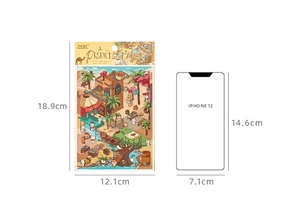 Detailed view of Desert Station 3PCS sticker set packaging with scale reference