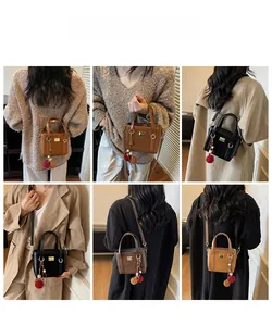 Fashion bucket bag shown in multiple carrying styles including crossbody and handheld