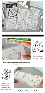 Detail of 6pcs cute cartoon painting stencils with rounded corners and flexible PET material