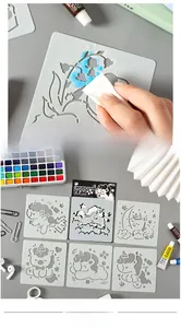 Washable 6-piece DIY stencil set with unicorn and floral patterns for creative painting