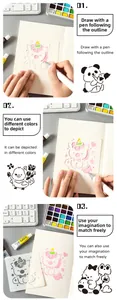 Detailed view of DIY cartoon stencils with panda and bird patterns for artistic painting