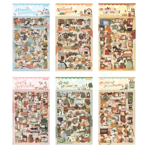 6 sets of vintage aesthetic DIY sticker sheets for planners, 4 sheets per pack, various themes