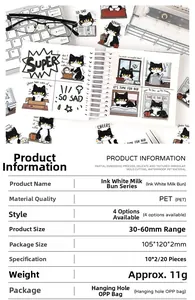 Détail d'autocollants chat en PET étanche sur un journal avec décor de bureau de travail