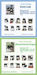 Détail d'autocollants chats en PET des séries Cat Star Celebrity et Meow Extreme Anger
