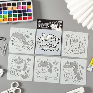 6pcs set of unicorn themed drawing stencils for DIY painting and creative art crafts