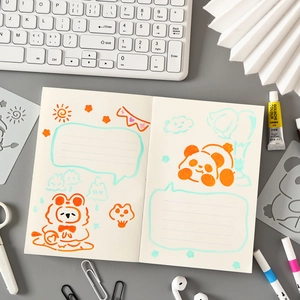 DIY cartoon animal stencils and open notebook set for children creative drawing