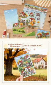 Macro shot of Cloud Hidden Mountain landscape stickers for journaling and DIY crafts