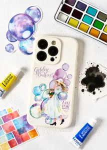 Καλλιτεχνική θήκη iPhone με χειροποίητο σχέδιο κοριτσιού και δημιουργικό σκηνικό