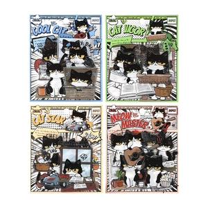 Lot de stickers de chat vache dessin animé avec quatre thèmes et 20 illustrations mignonnes