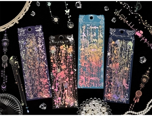 Detailed view of moonlight series decorative stickers with butterfly and floral patterns