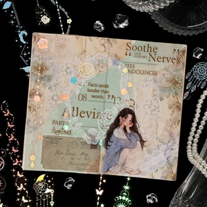 Vintage Moonlight Tide decorative stickers with anime girl illustration for journaling