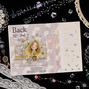 Waterproof laser scrapbooking stickers set featuring moonlight and floral themes