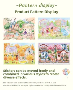 Detailed views of dream garden and architecture stickers for DIY scrapbooking decoration