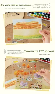 Detail of DIY floral landscape stickers with matte PET autumn patterns and paper card