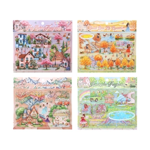 Floral garden scrapbooking sticker set with 4 styles of PET transparent stickers