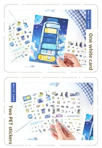 Detail van 3D sci-fi ruimteschip DIY stickersset met PET-decals en achtergrondkaart