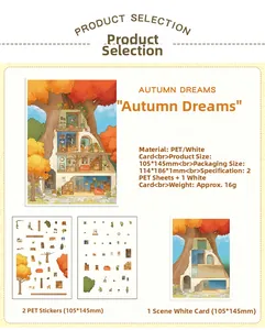 Detailoverzicht van Autumn Dreams DIY 3D-stickers met PET-materiaal en achtergrondkaart