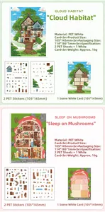 Detail van 3D PET-stickersets met Dreamy Clouds en Mushroom Dream DIY-landschapskaarten voor kids