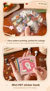 Détails macro d'autocollants transparents en PET avec d'adorables motifs de chiens et chats