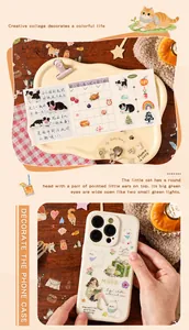 DIY decorative stickers with cute cartoon cats and dogs for journaling and phone cases