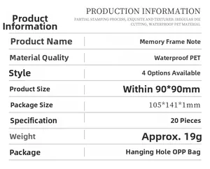 Specificaties voor waterdichte PET-stickers Memory Frame met goudfolie en stansvorm