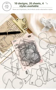 Macro-opname van vintage PET-kaderstickers voor scrapbooking en dagboekdecoratie
