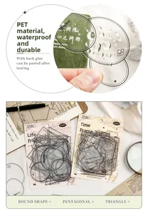 Waterdichte PET-framestickers met geometrische vormen voor doe-het-zelf journaling en scrapbooks