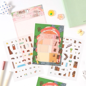Creative Dream Weaving 3D DIY stickers with miniature indoor furniture scenery set