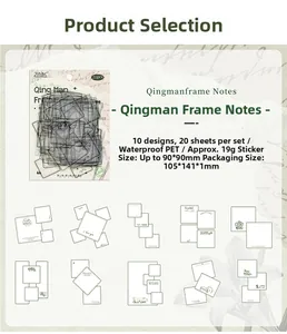 Detail van 20 waterdichte PET vintage border stickers voor scrapbooking en dagboekversiering