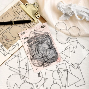 Vintage 20pcs transparent PET frame stickers set with minimalist black geometric designs