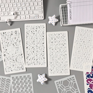 DIY white PET mandala drawing stencils with geometric patterns for artistic creation