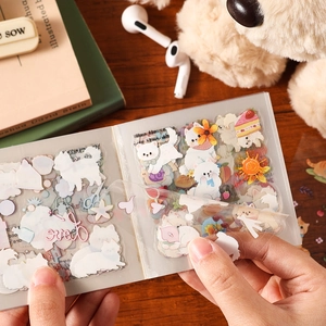 Cute cartoon puppy and cat PET sticker book for DIY scrapbooking and planners