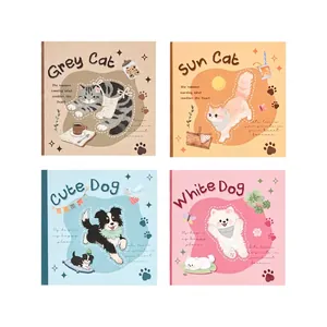 Plush 20pcs cartoon pet stickers set featuring cats and dogs with a healing aesthetic