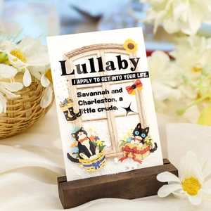 Cute black cat PET stickers with vintage window and sunflower elements for journaling