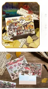 Detailed view of 3D stickers with traditional Chinese architecture and pine forest illustrations
