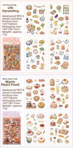 Detailed view of hand-drawn waterproof PET stickers for journaling and DIY decor