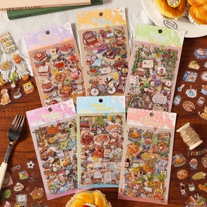 Decorative Stickers Waterproof PET Hand-Drawn Cute Aesthetic Journaling Scrapbooking DIY Pastoral Life Scenes