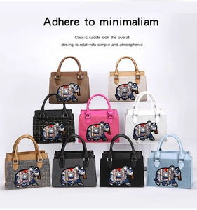Collection détaillée de sacs à main éléphant brodés en neuf couleurs et textures tendance
