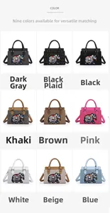 Grille détaillée montrant les neuf couleurs du sac à bandoulière avec broderie d'éléphant