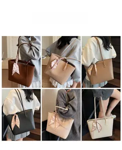 Sacs cabas en six couleurs avec foulards à fleurs dans divers décors de vie