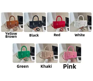 Grid display of minimalist handbags featuring wave texture in seven diverse colors