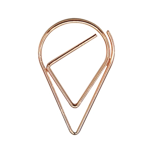Rose gold water drop shaped metal paperclip minimalist bookmark for office supplies