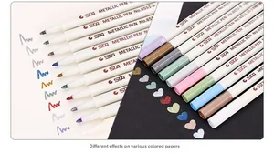 Metallic markers writing performance comparison on black and white paper backgrounds