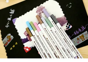 Close-up of STA metallic soft brush pens in 10 vibrant colors for DIY art journaling