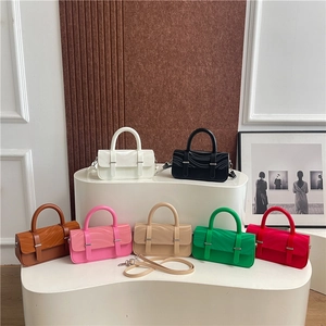 Chic 2025 box handbag set in seven colors with wavy texture and silver metal buckle