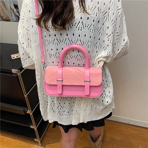 Chic pink top-handle crossbody bag with marble texture flap for women stylish hand bag