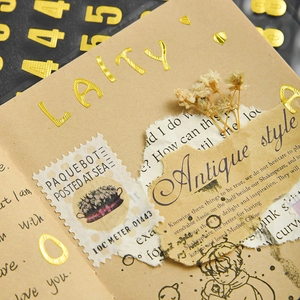 Creative gold bronzing alphabet stickers for DIY scrapbooking and journal decoration