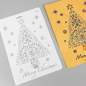 Christmas snowflake and tree stencil set for DIY scrapbooking and holiday decoration