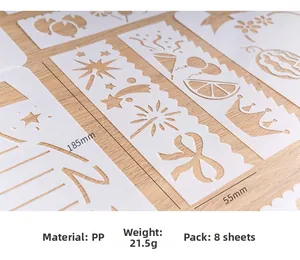 Detailed 185x55mm hollow painting stencils made of PP plastic with diverse patterns